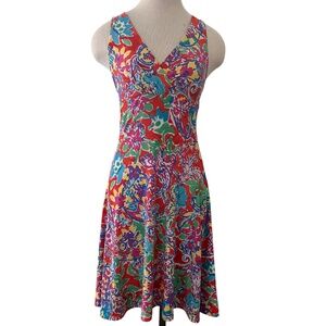 Lauren Ralph Lauren Size Petite Small Stretch Floral Dress Sleeveless V-Neck VGC